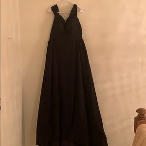 Off the shoulder black lace gown